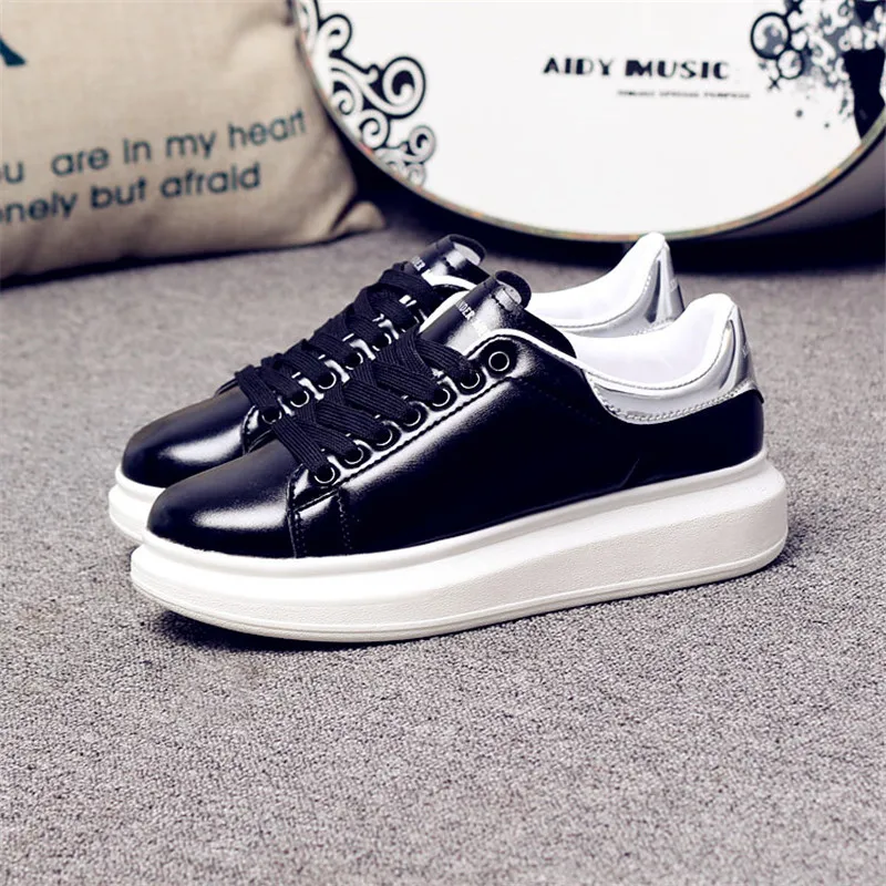 D KNIGHT Brand Women Casual White Shoes 2019 Spring Winter Women Flats Platform Shoes Fashion Lace-Up Women Sneakers Big Size 44 (11)