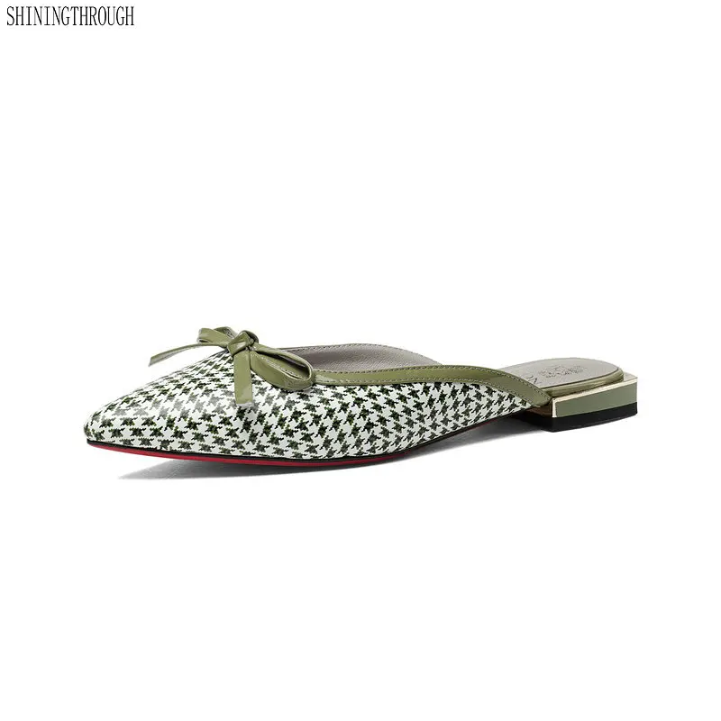 

Shoes woman genuine leather Summer 2018 green Outside slippers sandals 2cm low square heels girl shoes size 33 34 42 43