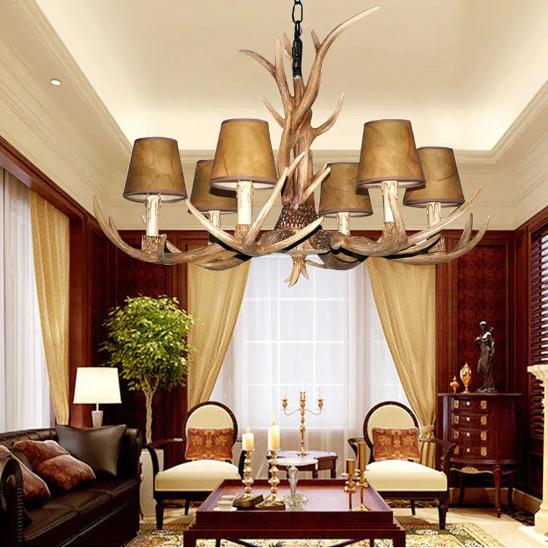 Countryside 6 Heads Chandelier for Home lighting decoration indoor christmas lamp pendentes e lustres Antlers wooden pendant chandelier2
