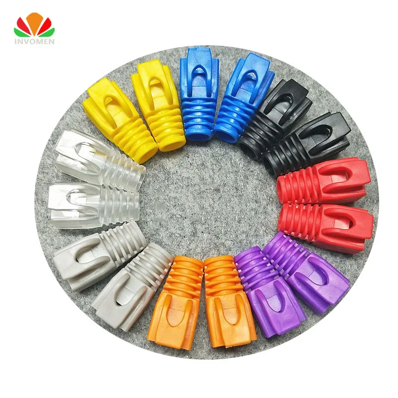 

100pcs CAT6A Crystal Head Sheath Network Cable Protective Sleeve RJ45 Connector Boot Cap Plug Jacket 7-8mm Hardened thick Case