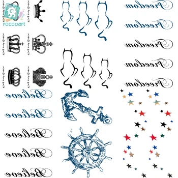 

Rocooart HC126-150 Temporary Tattoo Stickers Imperial Crown Love Anchor Fake Tattoo Small Scars Cover Body Art Tattoo Stickers