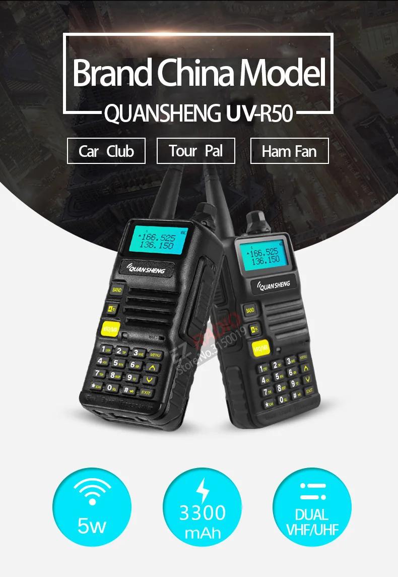 ГОРЯЧАЯ QuanSheng UV-R50/UV-R50-1/UV-R50-2/TG-UV2 иди и болтай Walkie Talkie UHF VHF TG-UV2 двусторонней радиосвязи, 3300 мА/ч, Quansheng 5 Вт Ham Радио УФ R50-2