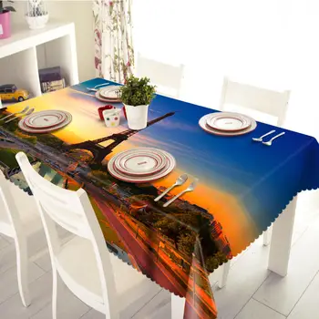 

3D Tablecloth Britain Tower Big Ben cartoon Pattern Polyester Dustproof Table cloth Christmas Dinner Decoration Table Cover