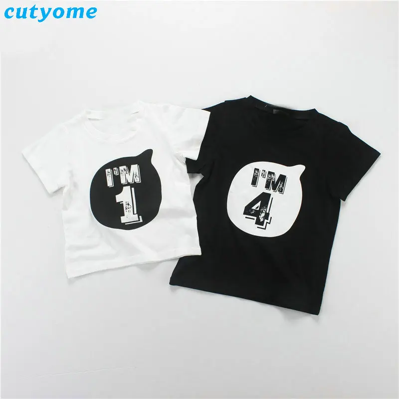 Cutyome детские номер футболка одежда дети мальчик Топы для девочек; футболки короткий рукав наряд для дня рождения семейная одежда