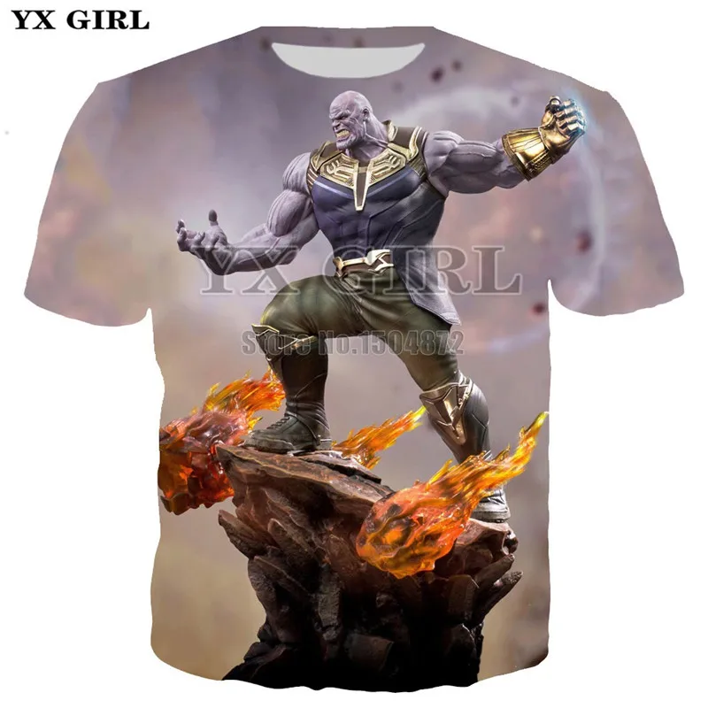 

2019 Summer 3D Print T Shirt Men/Women Avengers Character Thanos Tees Short Sleeve Cool T-Shirt Streetwear Tops Dropshipping