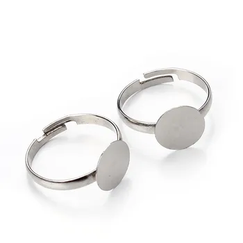 

30pcs/lot Fit 10mm Round Came/Glass Cabochon Silver Color Adjustable DIY Ring Base Setting for Blank Jewelry Making F3055