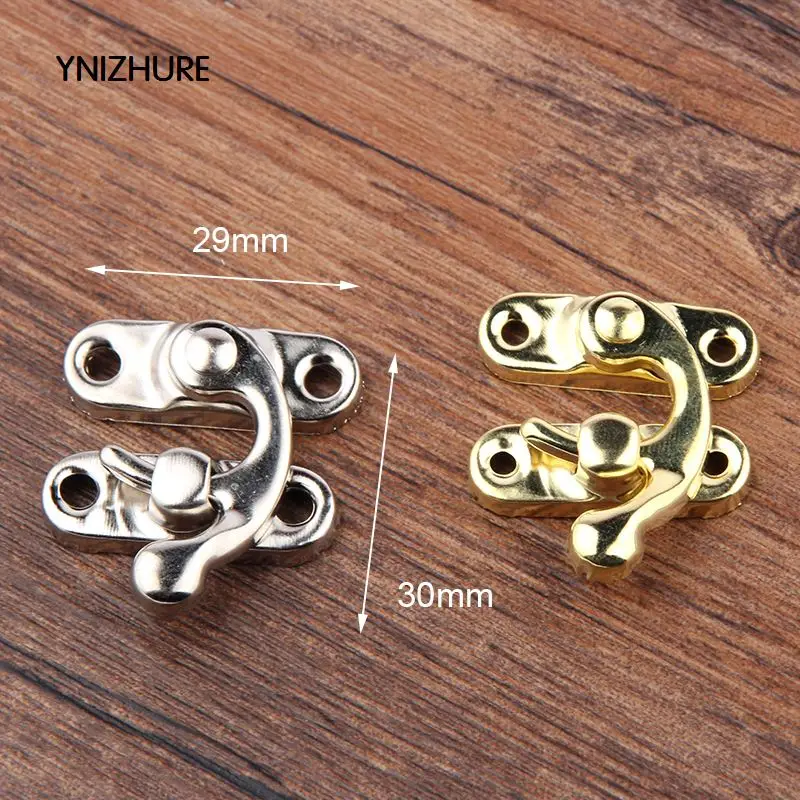 YINZHURE 30PCS 29*33mm Decorative Jewelry Gift Box Wooden Box Hasp Antique Suitcase Hook Gold Silver With Screws