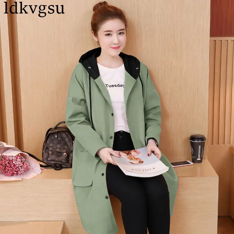 vent À Coupe Harajuku Long Hong La Taille Plus A1466 khaki Femelle Tranchée 2018 Kaki Armygreen Femmes zhuan Manteau Se Coréenne Automne Pardessus Printemps Capuche xqxXOY
