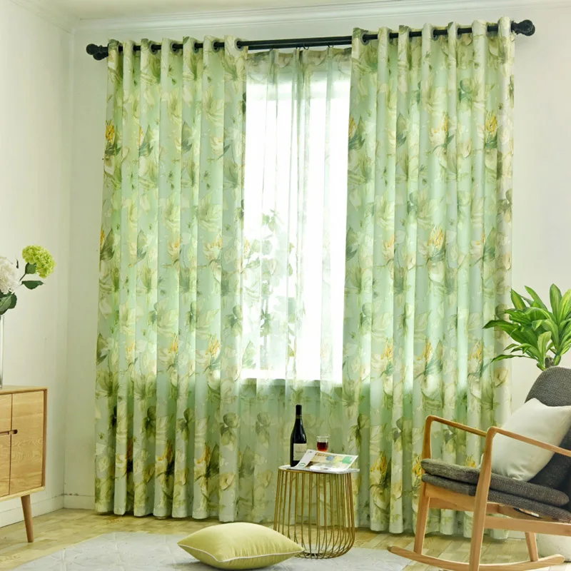 ДЕКОРАТИВНЫЙ Тюль Зеленый шторы для гостиная шторы для спальни салон вуаль с цветочным принтом балкон Ридо де Тюль 338 и 30