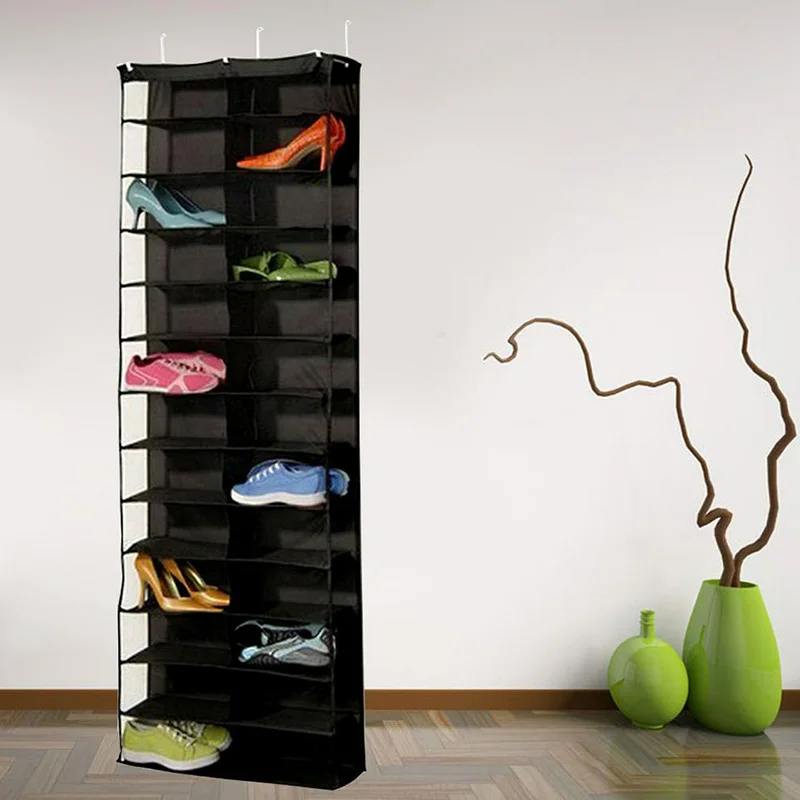 

26 Grids Clear Non Woven Shoes Hanging Storage Bags Closet Toiletries Laundry Items Door Shelf Space Saver Home Organizer