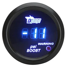 52mm pol LCD Digital Auto Car-14 ~ 29 PSI Turbo Medidor de Calibre do Impulso com Sensor de Luz de Advertência-preto