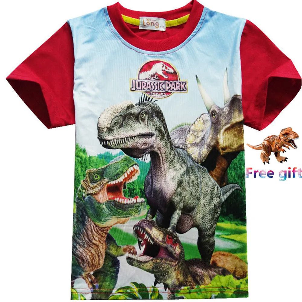 От 4 до 12 лет Классический Мир Юрского периода и парк динозавров футболки для маленьких мальчиков Летнее платье с героями мультфильмов детская одежда для девочек футболки Одежда для мальчиков одежды
