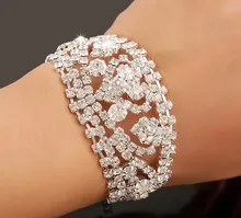 luxury crystal Bridal Jewelry Wedding party accessories Bracelet chain Wrist Band bangle Jb089
