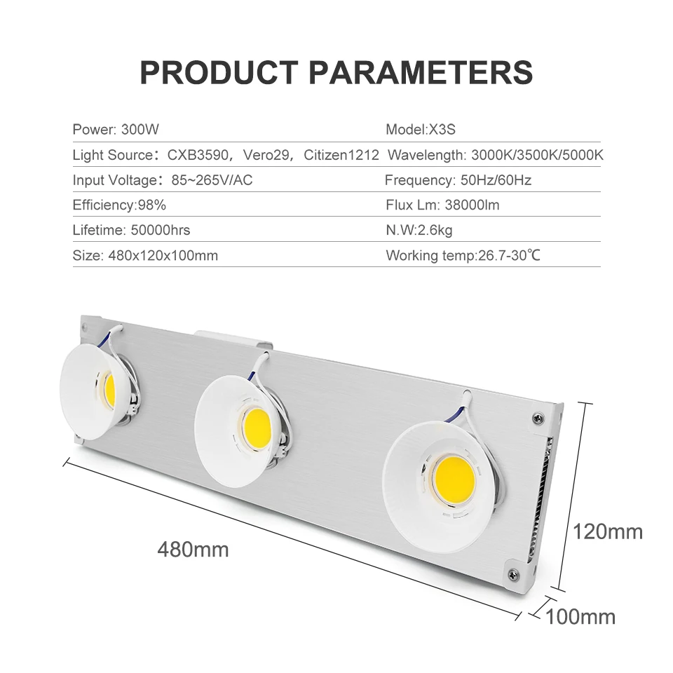 CREE CXB3590 300 W COB светодиодный светать полный спектр затемнения Vero29 Citizen светодиодный светильник для внутреннего Парниковых Гидропоника