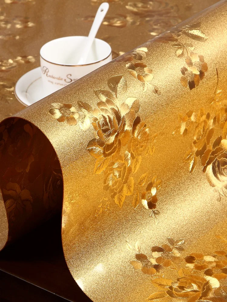 

Gold PVC soft glass table mat insulated, waterproof and oil-proof