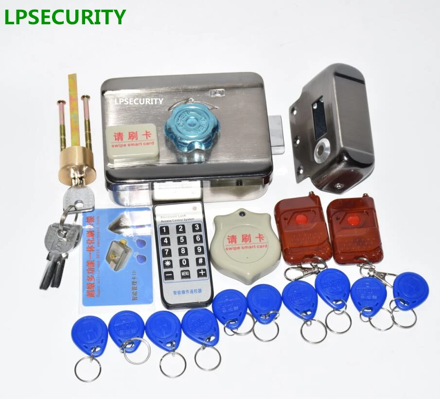 

LPSECURITY RFID Gate Door lock Access Control System Kit + Electric Door Lock with 125khz 10 pcs tags+2 remote controller