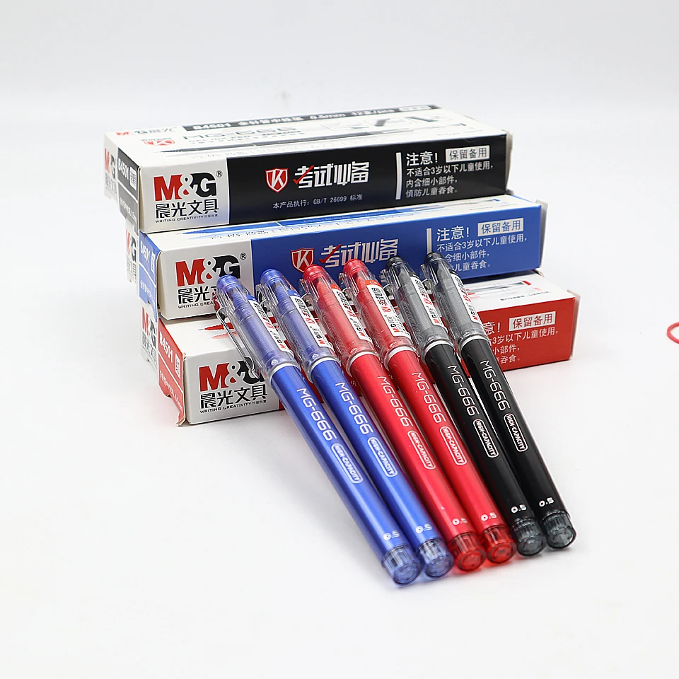 

New M&G Gel Pen 0.5 mm ink Black Blue and Red Very Large capacity refill Rollerball Gel Ink Pen Office Supplies 3Pcs/lot