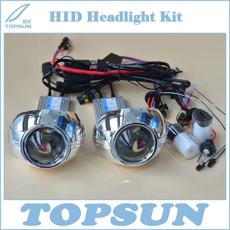 

Free Shipping 3 inch Q5 Bixenon projector lens, 35W Cnlight HID Xenon Bulb D2H, Ballast, Lens Cover and High / Low Control Wire