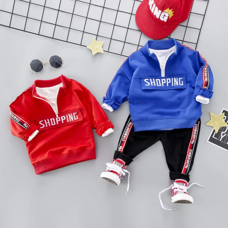 

2019 New Style Todder Infant Sport Clothing Sets Baby Boy Casual Clothes Suits Letter Coat +Pants Cotton Kid Children Tracksuit