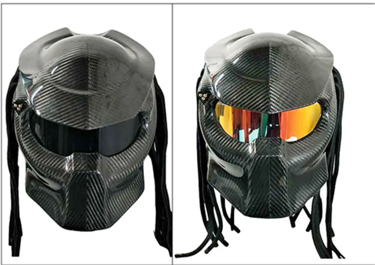 Хищник из углеродного волокна мото rcycle шлем полное лицо мото шлемы мужские ночной уличный гоночный шлем красный лазерный светильник шлем