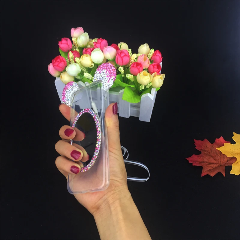 XINGDUO 3D Алмазные зеркальные блестящие уши Микки Минни со стразами ТПУ чехлы для