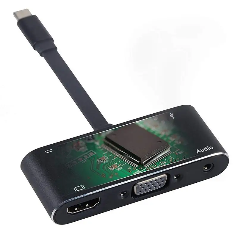 5 в 1 USB C к HDMI адаптер 4 K type-C к HDMI/Аудио/VGA/USB 3,0 порт+ USB C порт(PD) конвертер для Nod переключатель ноутбука Macbook