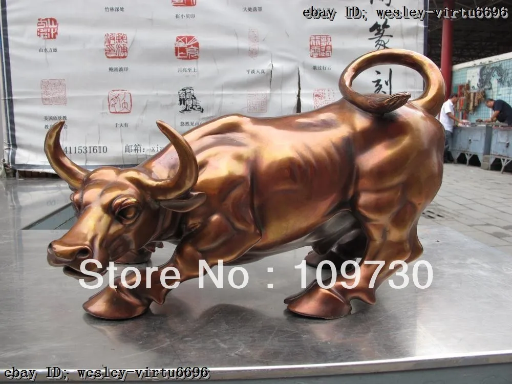 

GG 002 11 Chinese Royal Red Bronze Copper made Lucky Wall Street wealth Bull OX Statue