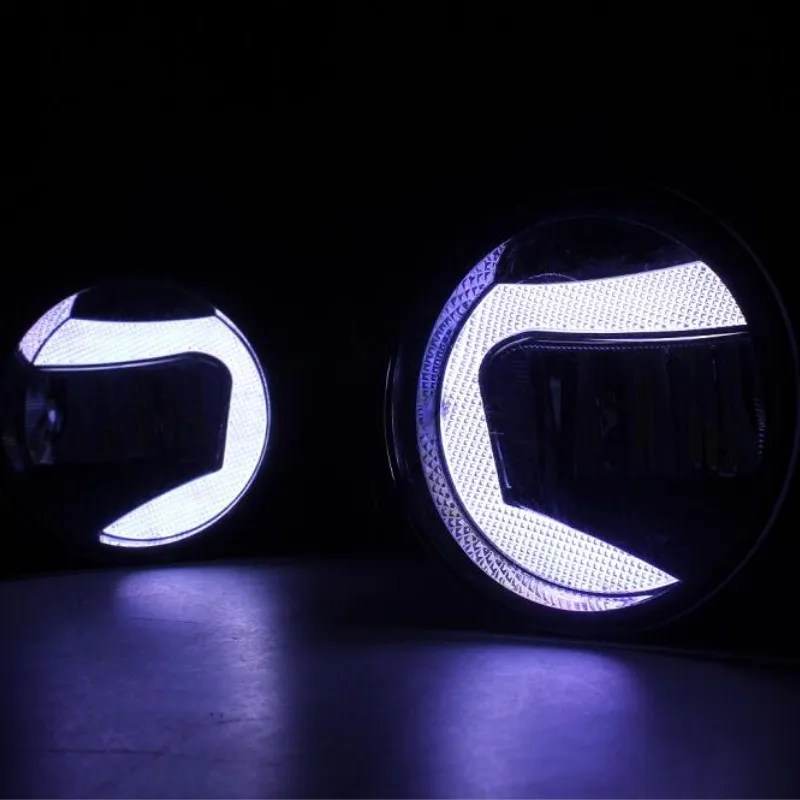 

2in1 Highlight LED drl Daytime Running Light +LED Fog Lamp For toyota yaris 2014 prado 2014