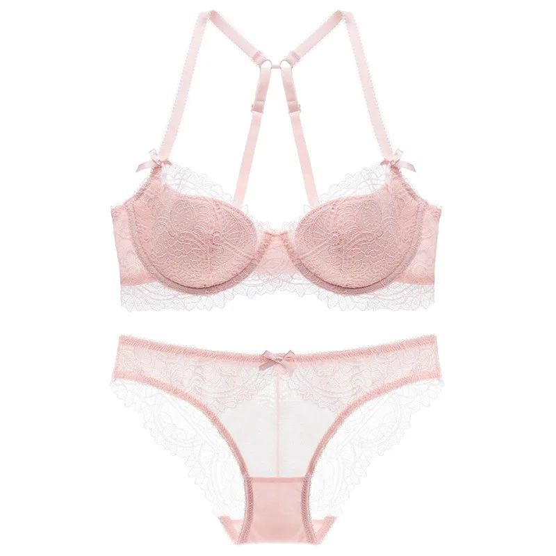 NEW Sexy Lace thin cup Bandage Lingerie Set Charm Seduction Push Up Underwear Women Elegant Breathable panties bra set