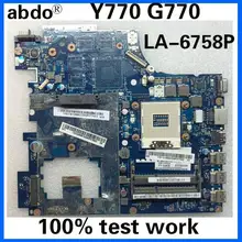 Abdo PIWG4 LA-6758P материнская плата для lenovo G770 Y770 ноутбук материнская плата PGA989 HM65 DDR3 тесты работы