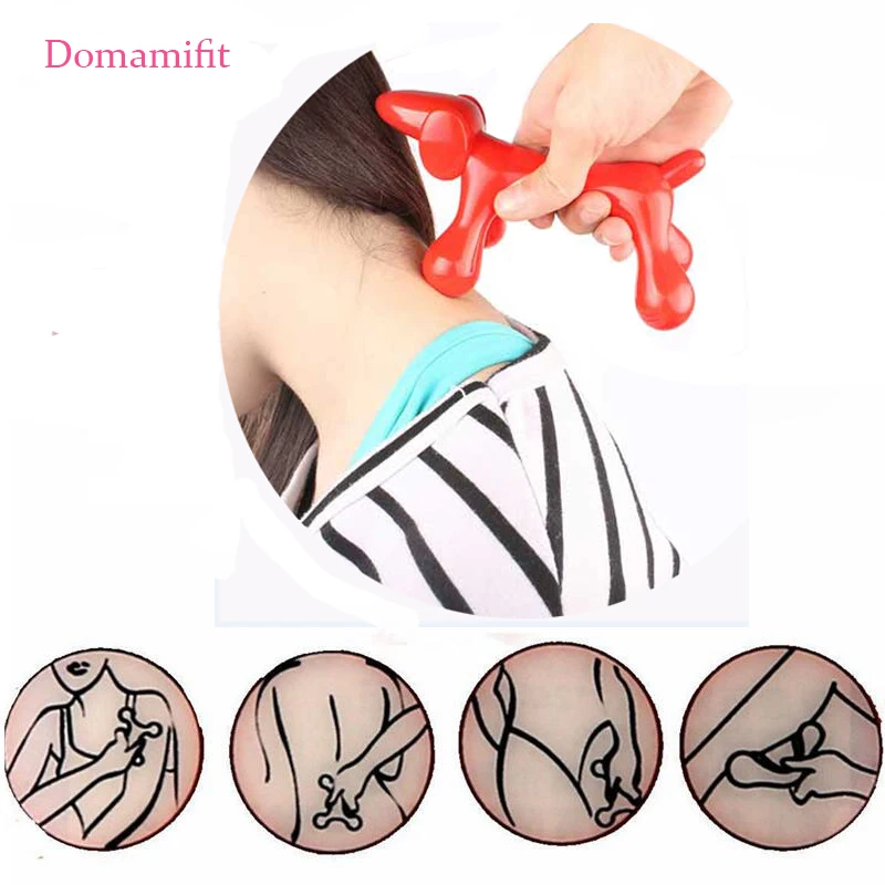 

Higher quality handheld dog shape roller body massage tool Health Balance Four Ball Back Mini Massage Stick Relax Acupressure