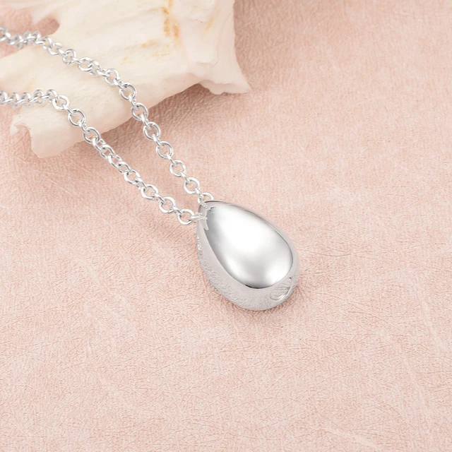 IGD9883 Silver Plated Stainless Steel Little Teardrop Memorial Urn Jewelry Hold Ashes Keepsake