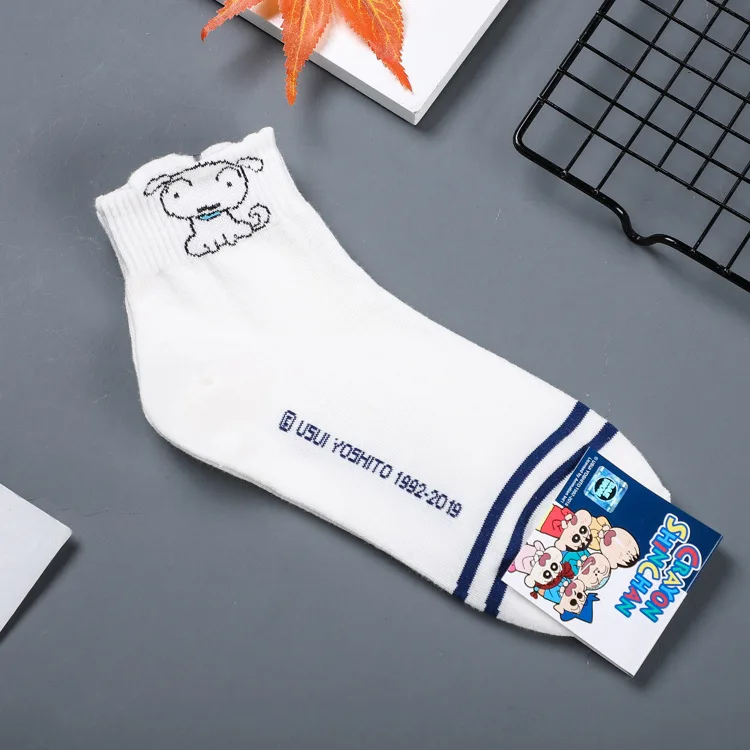 Полосатые Носки с рисунком из мультфильма Crayon Shin chan Toru Kazama Nohara Himawari dog, милые забавные женские носки, весенне-осенние хлопковые короткие носки - Цвет: 14
