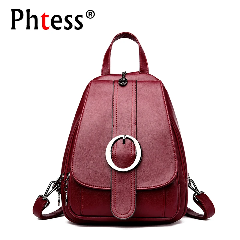 Small Leather Backpacks For Girls 2019 Women Vintage Backpack Designer High Quality Sac a Dos Female Solid Ladies Bagpack New | Багаж и