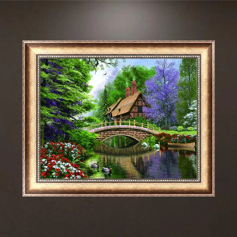 вышивка тихий уголок. картина тихий уголок. картина гобелен тихий уголок. Dimensions twilight calm. домик у озера вышивка бисером.