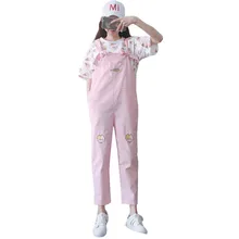 Новые хлопковые комбинезоны для женщин Harajuku, студенческие джинсы, шикарные свободные джинсы, яркие цвета, длина по щиколотку, джинсы для женщин#2814