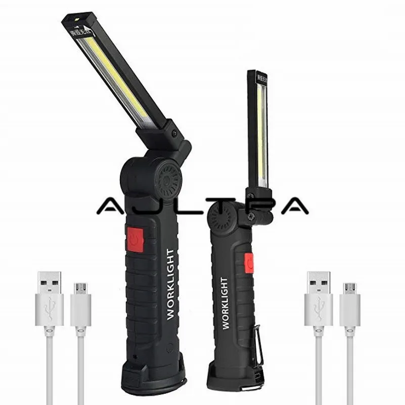 Recarregável de Bolso Modos de Iluminação Luz de Trabalho Levou Portátil 360 Graus Rotate 5 Magnética Base Giratória Gancho Cob Usb Luz 1 High Quality Luzes e Iluminação