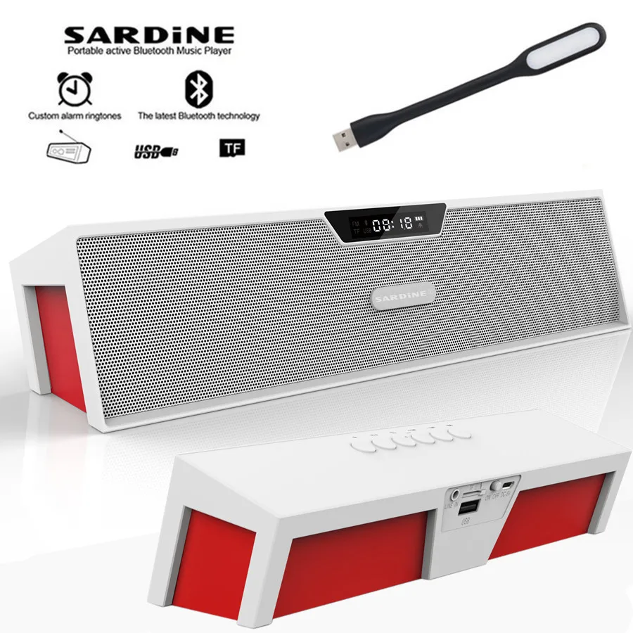 Sardine HIFI White portable wireless bluetooth Speaker, Aux Stereo soundbar FM radio subwoofer column for computer mp3 player Sardine HIFI White portable wireless bluetooth Speaker, Aux Stereo soundbar FM radio subwoofer column for computer mp3 player