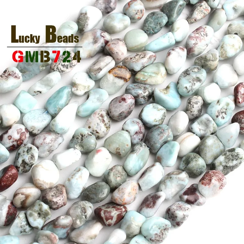 6-8mm Irregular Shape Natural Genuine Larimar Stone Beads for Jewelry Making 15inches DIY Bracelet | Украшения и аксессуары