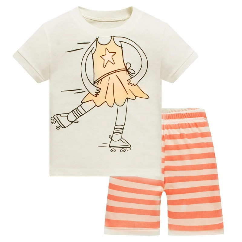 Сова горошек летние платья для девочек, одежда для мальчиков, Хлопковая пижама Детская одежда из мягкого хлопка для девочек спальные костюмы футболка+ штаны - Цвет: 22