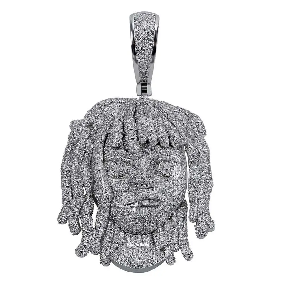 JINAO AAA Micro Pave Lil Pump кулон ожерелье с 10 мм кубинская цепь серебро кубический циркон Iced Out цепи для мужчин хип хоп ювелирные изделия подарок - Окраска металла: Silver