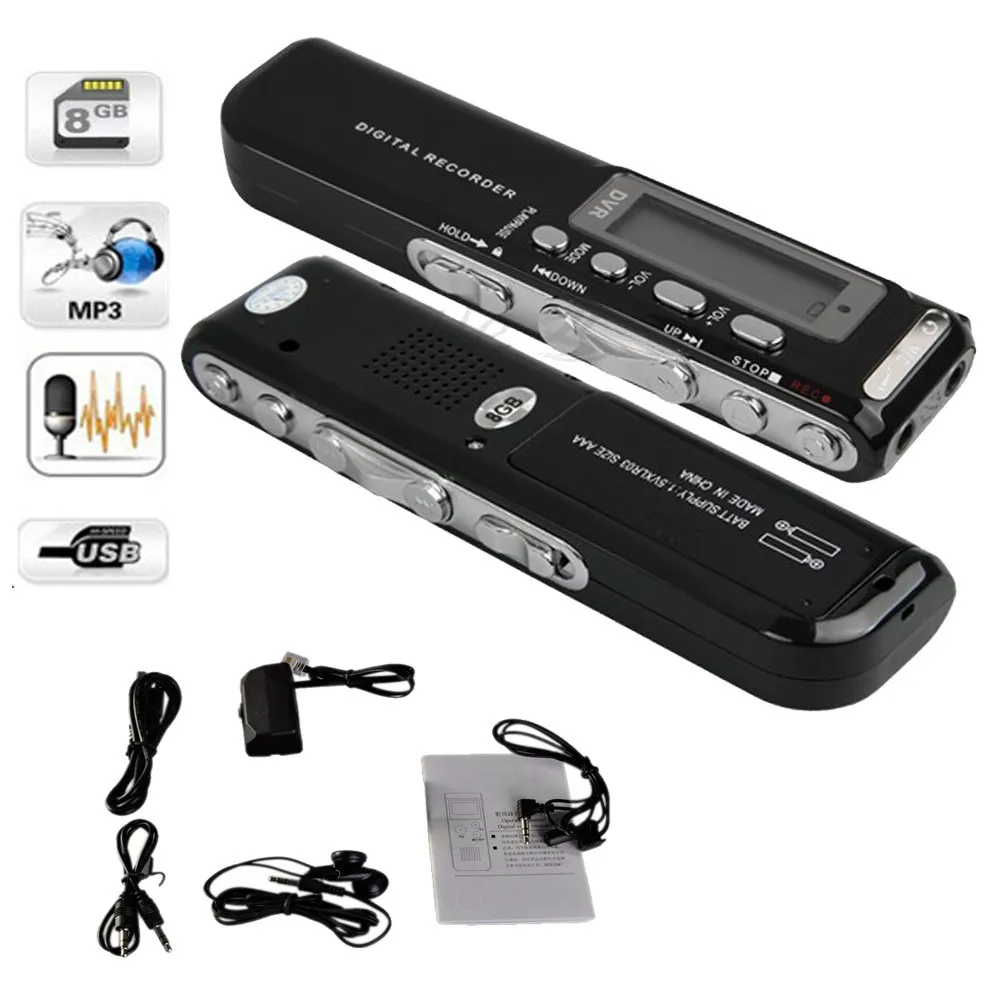 

8GB Digital Voice Recorder Voice Activated USB Pen Digital Audio Voice Recorder Mp3 player Dictaphone Black gravador de voz