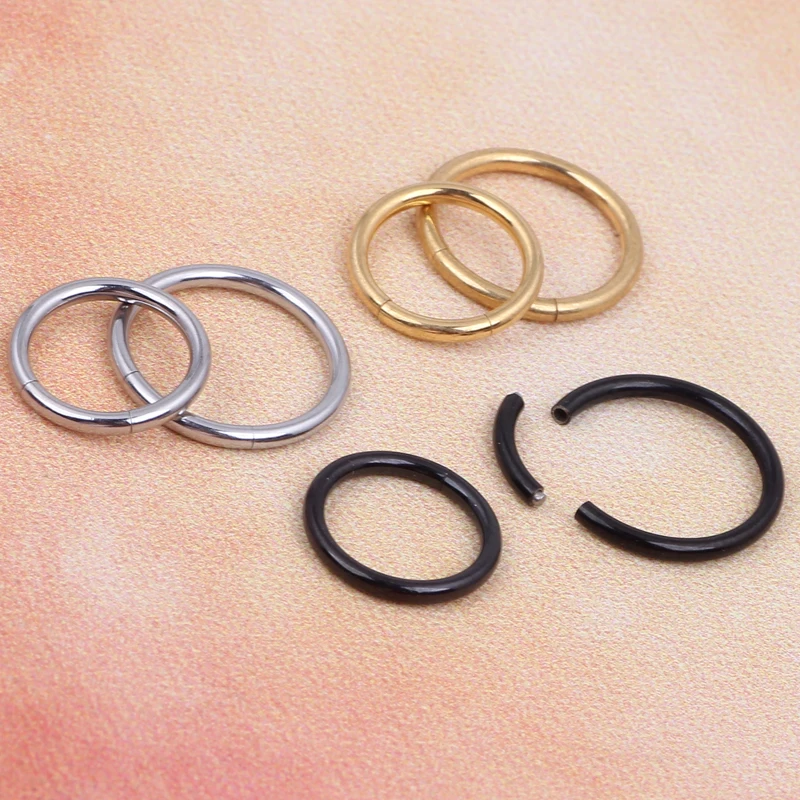 16g \ сегмент кольцо обруч уха для губ пирсинг для носовой перегородки 8/10 мм 16G черные золотые и серебряные, из нержавеющей стали, серьги-гвоздики