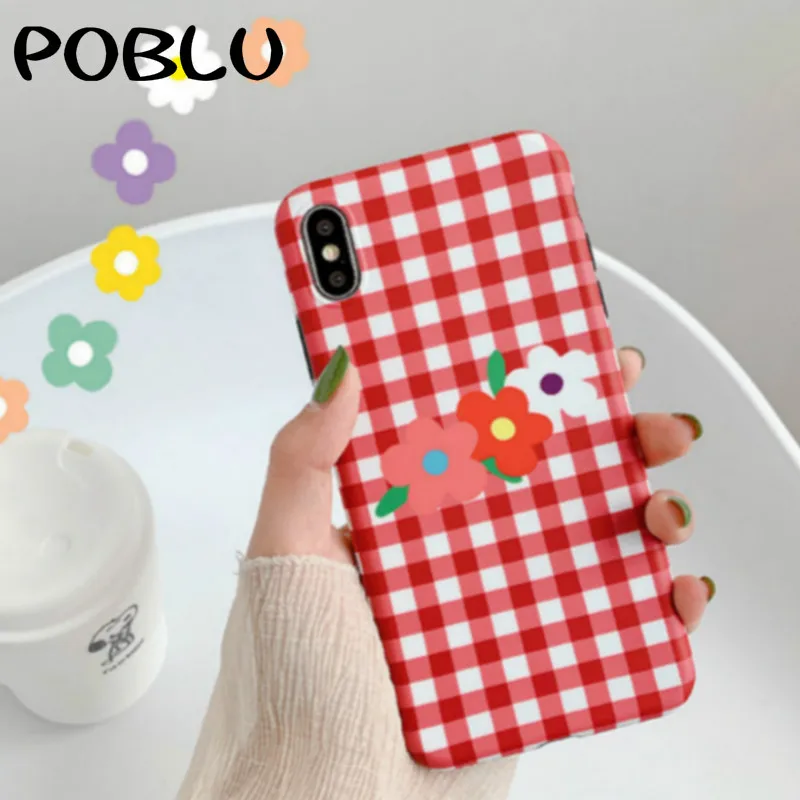 POBLU Cute Flower Floral Case For iphone XR XS Max Fashion Lattice TPU Soft Back Phone Cover Shell 6s 7 8 Plus Capa |