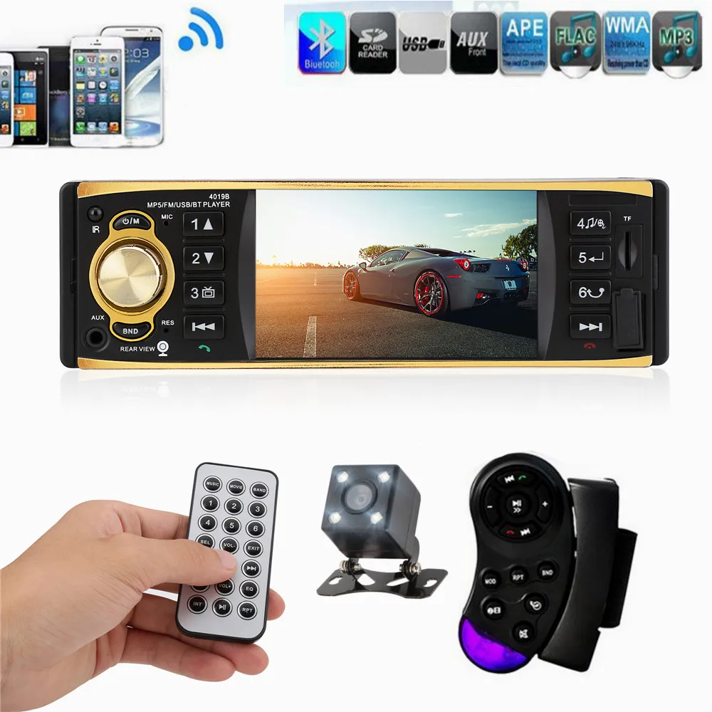 4019B 4 1 inch 1 Din Car Radio Audio Stereo USB AUX FM Radio Station Bluetooth