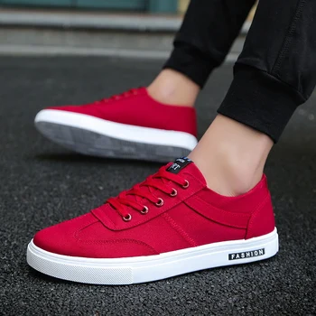 

New Men Canvas Casual Shoes Comfortable Antiskid Lace-up Adult Flat Shoes Fashion Breathable Wear-resistant Male Sneakers