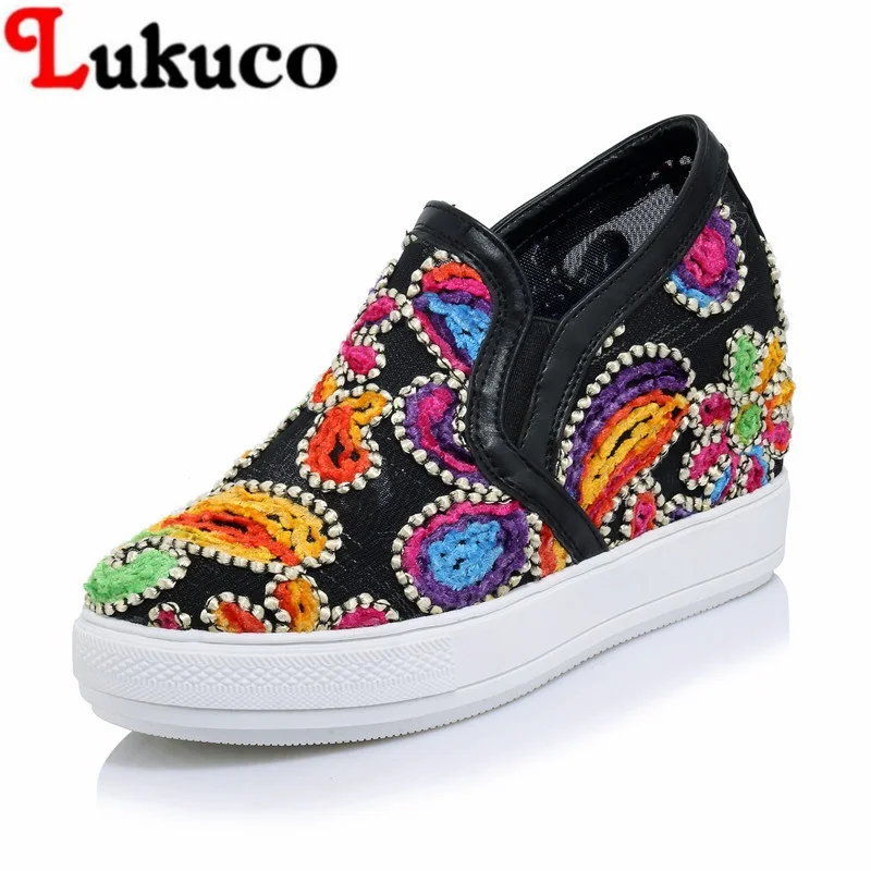

2019 shoes women fashion pumps oversize 36 37 38 39 40 41 42 43 44 45 casual wedges embroider design handmade custom lady shoes