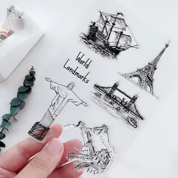 

NEW World Landmarks Transparent Silicone Rubber Clear Stamp Seal Scrapbook Album Card Decor Diary DIY Craft Decorative Craft