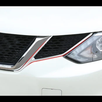 

For Nissan Qashqai J11 2016-2019 Chrome Front Mesh Grille Grill Head Light Lamp Cover Trim Insert Styling Molding Garnish 2Pcs