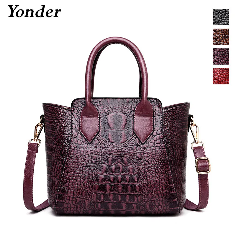 

Yonder genuine leather shoulder bag women handbags designer crocodile pattern fashion ladies bags crossbody high quality female